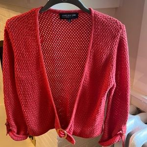 Jones, New York Sweater orange tie top